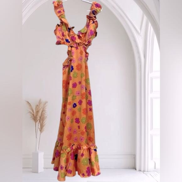 Show Me Your Mumu Lane Midi Dress - Poppin Poppy NWT 198.00 Size Medium - Picture 8 of 10